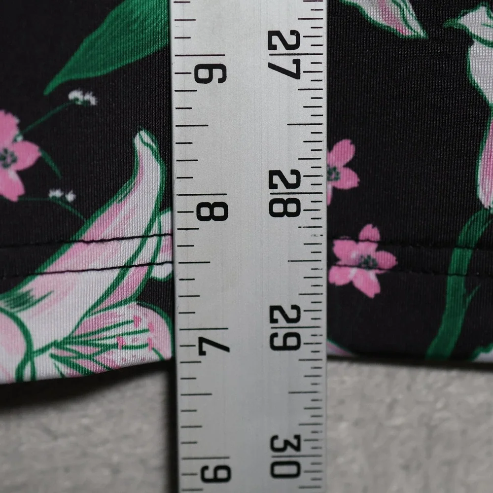 Waggle Polo Shirt Mens Large Black Pink Floral Golf Performance Stretch Jersey - Picture 6 of 8